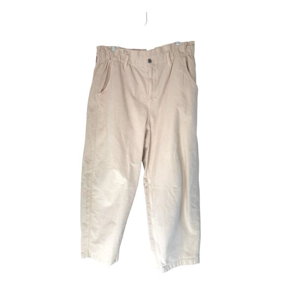 American Eagle Barrel Leg Pants Plus Cream Corduroy Super High-Rise Size 16 - Picture 1 of 13